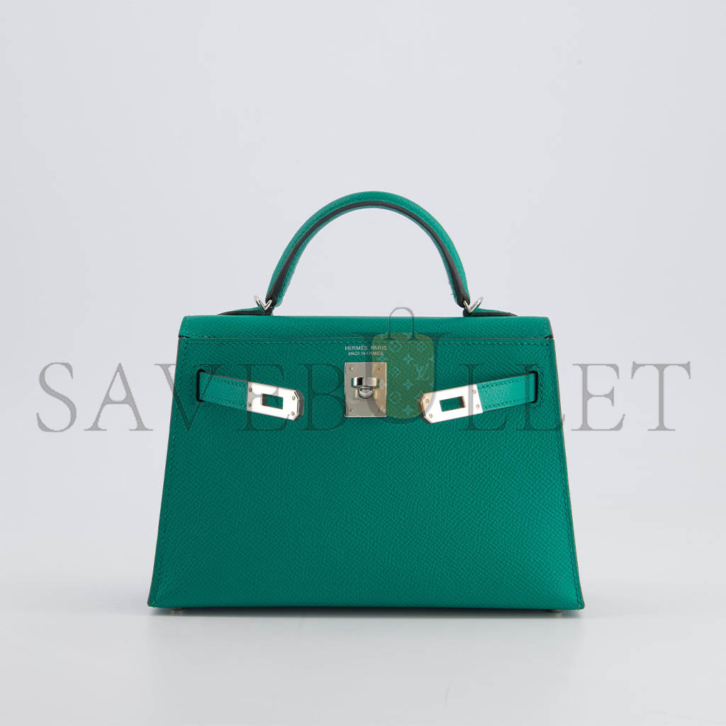 H**mes master mini kelly ii bag epsom malachite (19*12*5.5cm)